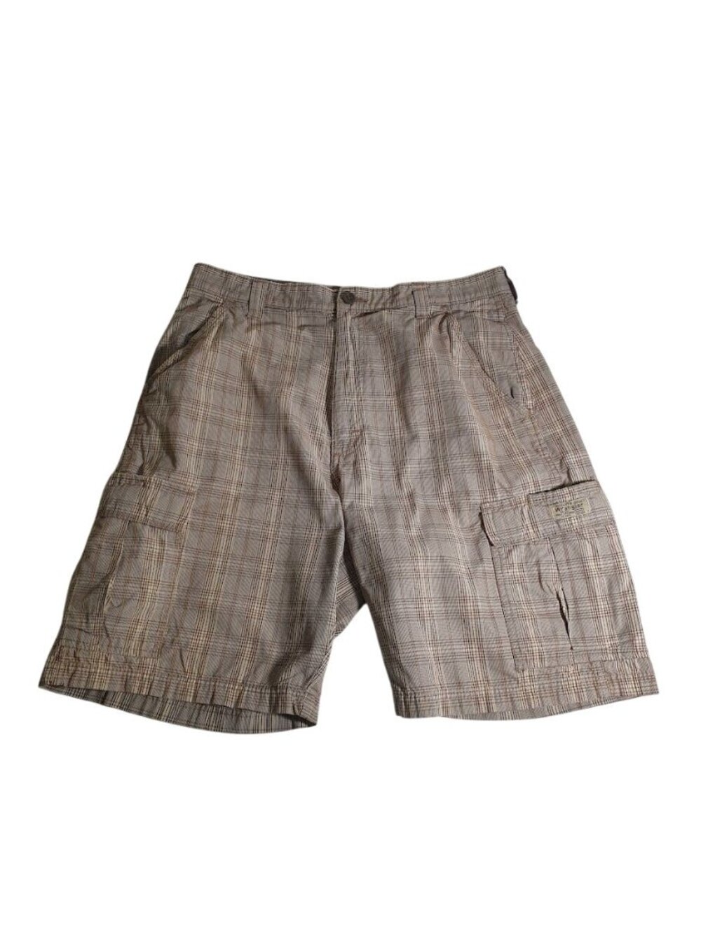 Wrangler Hero Cargo Plaid Mens Shorts Button Zip Cargo Pockets Casual Neutral